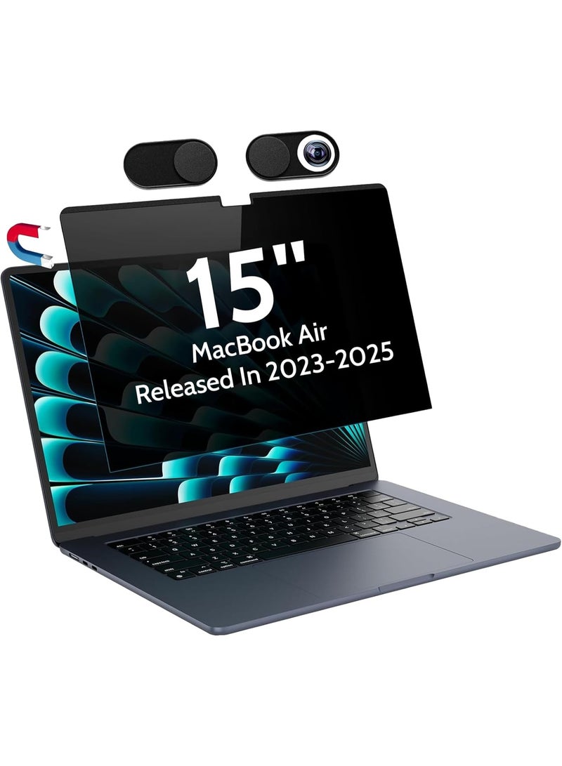 Magnetic Privacy Screen for MacBook Air 15 Inch (2023-2025, M2 M3 M4) - A2941 A3114 A3241, 15inch Removable Matte Anti Blue Light Glare Filter for Mac Air 15.3" - Image 1